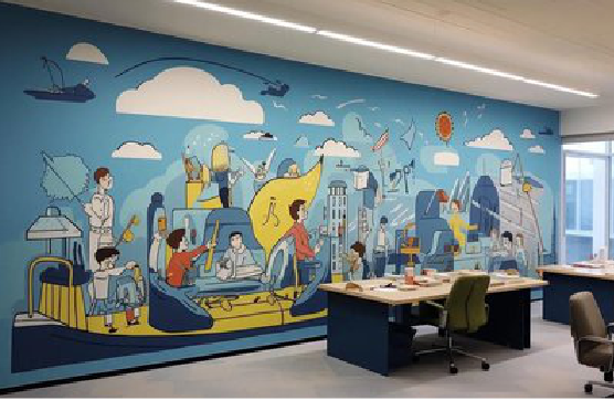  卫辉办公室墙绘的特点。