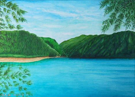  卫辉在墙绘中，如何绘画绿水青山？